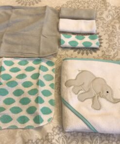 Luvable Friends Unisex Baby Hooded Towel with Five Washcloths, Cotton,Polyester,Ikat Elephant, One Size Ikat Elephant 1 Count (Pack of 1) 22 A1bCrbvyHzL