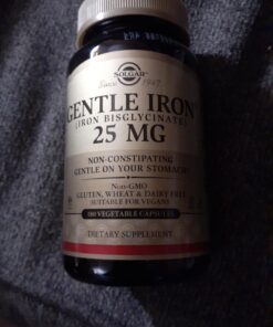 Solgar Gentle Iron (Iron Bisglycinate) 25 mg - 180 Vegetable Capsules - Non-Constipating, Gentle on Your Stomach - Non-GMO, Gluten Free - 180 Servings Old 24 A1bYZKYEzxL