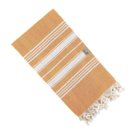 Dandelion - Basic Pattern - 100% Naturally-Dyed Cotton Turkish Towel Peshtemal - 71x39 Inches - Apricot Orange