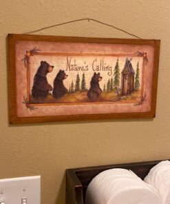 Natures Calling Country Bathroom Sign Outhouse Lodge Bath Decor Moon Stars Bears size 7x13 13 A1dWpzbmkRL