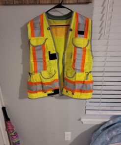 Radians SV55 Class 2 Heavy Woven Two Tone Engineer Vest with Padded Neck to Support Extra Weight in Cargo Pockets One Size Green 25 A1e5FknkjCL