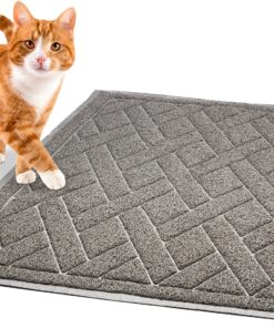 Pawkin Cat Litter Mat, Patented Design with Litter Lock Mesh, Extra Large, Durable, Easy to Clean, Soft, Fits Under Litter Box, Litter Free Floors, Gray X-Large (Pack of 1) 23 A1fZ73vBugL