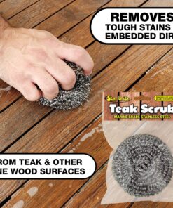 STAR BRITE Marine Grade Stainless Steel Teak Scrub - Durable, Rust-Resistant Wood & Metal Cleaner Tool for Boat Decks, Furniture, and More - 100% Stainless Steel (088450) 10 A1gsjEBe iS