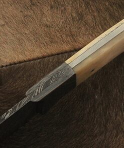 Randy knives RA-9002 Custom Made Damascus Steel Hunting Knife Bone Handle, Damascus Bolster, with Real Leather Sheath. 16 A1h EcgqMsL