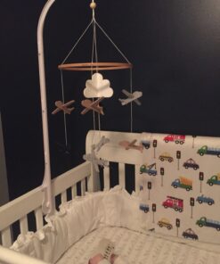 Sorrel + Fern Baby Crib Mobile (Airplanes in The Clouds) - Nursery Decoration Ceiling Mobile and Baby Shower for Boys & Girls - Grey and White Airplanes in The Clouds 38 A1hPryakaL 2