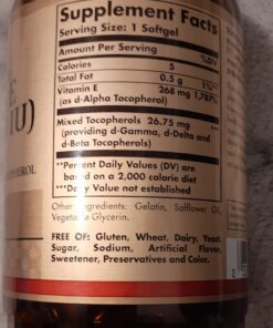 Solgar Vitamin E 268 MG (400 IU) (d-Alpha Tocopherol & Mixed Tocopherols), 100 Softgels - Supports Immune System & Skin Nutrition - Natural Antioxidant - Gluten Free, Dairy Free - 100 Servings 100 Count (Pack of 1) 42 A1jS pAxPjL