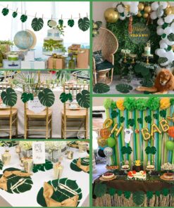 Moon Boat 120PCS Tropical Palm Leaves Plant Imitation Leaf-Hawaiian/Luau/Jungle Party Table Decorations 33 A1k3IM3Y7tL
