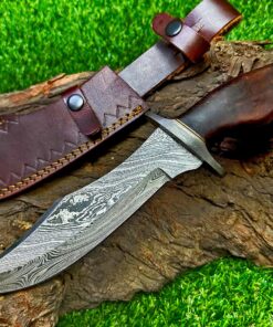 Alternative view of REG-274, Handmade Damascus Steel 13.00 Inches Hunting Knife - Rose Wood with Damascus Steel Guards Handle (Wood Handle) REG-274