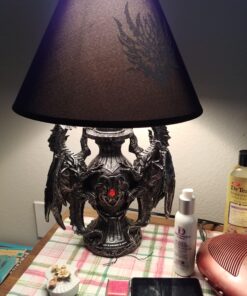 Zeckos Gothic Guardians of Light Medieval Dragons Resin Table Lamp - Dark Fantasy - 19 Inches High - with Black Fabric Tribal Dragon 13 Inch Diameter Lampshade 31 A1kxF6nNSGL