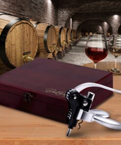 Alternative view of Wine Opener Set with Wine Stoppers, Drip Ring, Foil Cutter and Extra Corkscrew – Premium 6-Piece Gift Set in Elegant Cherry Wood Case