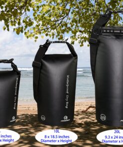 Freegrace Waterproof Dry Bags Set Of 3 Dry Bag With 2 Zip Lock Seals & Detachable Shoulder Strap, Waist Pouch & Phone Case - Can Be Submerged Into Water - For Swimming (Black, 5L) Black 8 A1lnk40p3TL