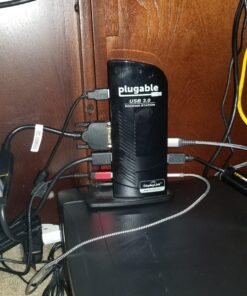 Plugable Universal Laptop Docking Station Dual Monitor for Windows and Mac, DisplayLink USB 3.0 or USB C Dock, (Dual Video: HDMI and HDMI/DVI/VGA, Gigabit Ethernet, Audio, 6 USB Ports) 45 A1m4b387eL