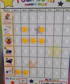 Fun Behavior Reward Chart for Kids – I Can Do It! Chore Chart for Kids with 3D Stars & Tiles – Good-Behavior Chart for Kids at Home or School for Focus, Responsibility, & More by Kenson Kids, 66 Pcs. 36 A1m6ydAqaL 2
