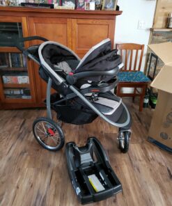 Graco FastAction Fold Jogger Travel System | Includes the FastAction Fold Jogging Stroller and SnugRide 35 Infant Car Seat, Gotham 66 A1n2boFBS7L