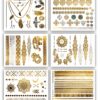 Terra Tattoos Gold Black Metallic Henna Temporary Tattoos Designs Elephants, Flowers, Stars & more! Waterproof Nontoxic Long Lasting Perfect for Beach, Festivals, & Parties (Gypsy) Gypsy 25 A1nSjTlnSXL