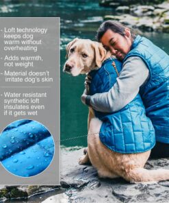 Kurgo Loft Dog Jacket, Reversible Dog Coat, Wear with Harness or Sweater, Water Resistant, Reflective, Winter Coat For Large Dogs (Coastal Blue, L) Coastal Blue/Orange 25 A1niUjeE dL