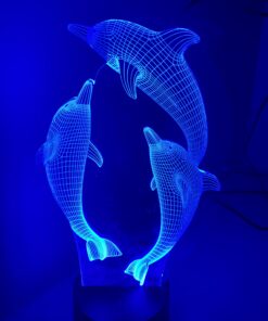 FULLOSUN Night Light for Kids Ocean Dolphin 3D Night Light Porpoise Bedside Lamp with Remote Control 16 Color Changing Xmas Halloween Birthday Gift for Child Baby Girl 31 A1nve0 wVVL
