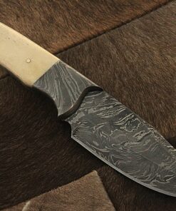 Randy knives RA-9002 Custom Made Damascus Steel Hunting Knife Bone Handle, Damascus Bolster, with Real Leather Sheath. 17 A1odLrm7DvL