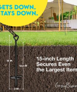 15" Ground Anchors - Trampoline Anchors High Wind Heavy Duty 3" Wide Helix Mobile Home Anchors - Includes Metal Torque Bar, 25 Feet Long Rope and Carrying Sack - 8 Pack 8 Pack w/ Bar & Rope 17 A1oo96i8DdL