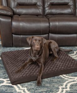 Furhaven Orthopedic Dog Bed for Large/Medium Dogs w/ Removable Washable Cover, For Dogs Up to 55 lbs - Ultra Plush Faux Fur & Suede Mattress - Chocolate, Large Ultra Plush Curly Faux Fur (Chocolate) 36.0"L x 27.0"W x 3.0"Th Orthopedic Foam 26 A1p6QeQhL 1