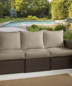 Sorra Home Indoor or Outdoor Deep Sofa Seat Cushion Corded Edges, 6 Piece Set, Tan Beige 5 A1pV NloN3L