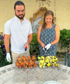 AIGMM Portable Stainless Steel BBQ Barbecue Grilling Basket for Fish ,Vegetables , Steak ,Shrimp, Chops and Many Other Food .Great and Useful BBQ Tool. Deep 28 A1pxy3ZW9uL