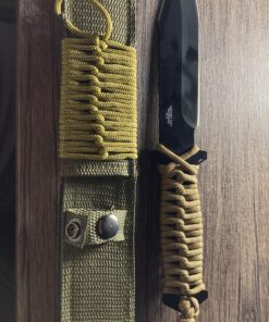 MTech USA – Fixed Blade Knife –Black Stainless Steel Blade, Green Cord Wrapped Handle, Full Tang, Includes Nylon Sheath - Hunting, Camping, Survival, Tactical, EDC – MT-528C, Small 29 A1q8kqLTLqL