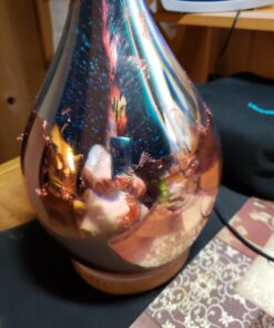 Porseme 280ml Essential Oil Diffuser, 3D Glass Aromatherapy Diffusor, Ultrasonic Cool Mist BPA Free Aroma Humidifier with Timer and Color Changing Function, Waterless Shut-Off for Home Office Room G2-280ml Rose Gold Aladdin Vase 29 A1qCjjrD2fL