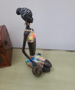 Rockin Statue African Figurine Sculpture Colorful Dress Sitting Lady Figurine Vase Statue Decor Collectible Art Piece 10.5" Inches Tall - Flower Dress Tropical 11 A1rLsSJpMuL