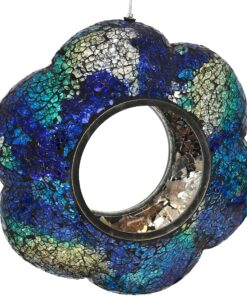 Alternative view of Sunnydaze Indigo Flower 9-Inch Round Fly-Through Bird Feeder - Crackled Glass Design
