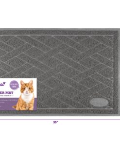 Pawkin Cat Litter Mat, Patented Design with Litter Lock Mesh, Extra Large, Durable, Easy to Clean, Soft, Fits Under Litter Box, Litter Free Floors, Gray X-Large (Pack of 1) 27 A1rT2blNaQL