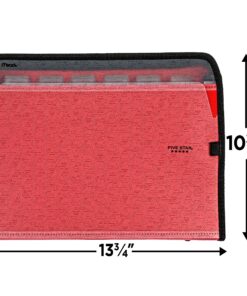Five Star 7 Pocket Expanding File Organizer, Plastic Expandable File Folders with Customizable Tabs & Clear Cover, Holds 11" x 8-1/2", Zipper Closure, Fire Red (72705) 13 A1rWKvakBfL