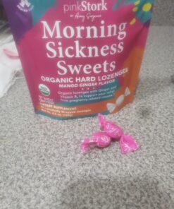 Pink Stork Morning Sickness Sweets, Organic Mango Ginger Candy with Vitamin B6 for Morning Sickness Support and Occasional Motion Sickness, Pregnancy Must Haves - 30 Wrapped Drops 33 A1rf3Hf60EL