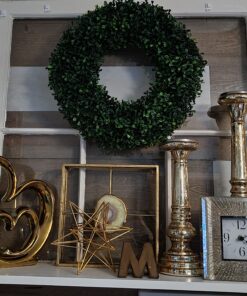 Boxwood Wreath - 16.5-Inch Round UV Resistant Artificial Spring, Summer, Fall, or Winter Wreath - Outdoor/Indoor Wreaths for Front Door by Pure Garden Round 16.5" 18 A1roUvV vgL