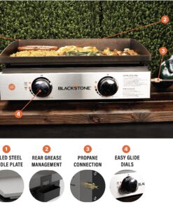Alternative view of Blackstone Tabletop Griddle, 1666, Heavy Duty Flat Top Griddle Grill Station for Camping, Camp, Outdoor, Tailgating, Tabletop – Stainless Steel Griddle with Knobs & Ignition, Black, 22 inch 2023 Model Griddle only