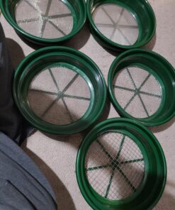 SE 13 1/4 Inch Stackable Classifier Gold Prospecting Pan Set - Includes 1/2" 1/4" 1/8" 1/12" and 1/20" Stainless Steel Mesh Sifting Pans, Green, 5 Pack 5 Pieces 36 A1slOjL7flL