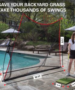 Rukket Haack Golf Net | Practice Driving Indoor and Outdoor | Golfing at Home Swing Training Aids | by SEC Coach Chris Haack | Choose from 10x7 Hitting Net, 7x7 Hitting Net, or Protection Side Nets 10x7ft Golf Net & Turf Mat 22 A1tJg9OLsyL