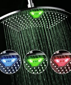 Dream Spa AquaFan 12 inch All-Chrome Rainfall-LED-Shower-Head with Color-Changing LED/LCD Temperature Display 24 A1uudcm90lL