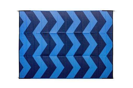 Camco 42858 Blue Chevron Design 9' x 12' Reversible Outdoor Mat 9' x 12'