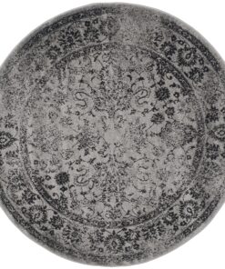 SAFAVIEH Adirondack Collection Area Rug - 4' Round, Grey & Black, Oriental Distressed Design, Non-Shedding & Easy Care, Ideal for High Traffic Areas in Living Room, Bedroom (ADR109B) Grey/Black 17 A1wF0WNBsaL