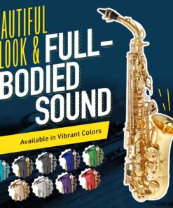 Mendini By Cecilio Eb Alto Saxophone - Case, Tuner, Mouthpiece, 10 Reeds, Pocketbook- Black & Gold E Flat Musical Instruments 34 A1wb7sDAp3L