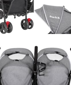 Dream On Me Volgo Twin Umbrella Stroller in Gray, Lightweight Double Stroller for Infant & Toddler, Compact Easy Fold, Large Storage Basket, Large and Adjustable Canopy 35 A1wfWBfvAL 1