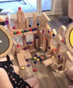 KidKraft 60-Piece Wooden Cutout Shapes Block Building Architectural Set - Natural 36 A1x145Q9LVL