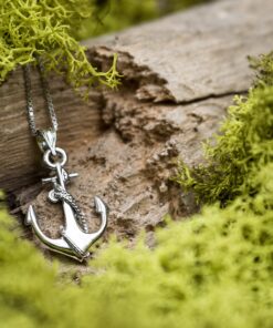 Honolulu Jewelry Company Sterling Silver Ship Anchor and Rope Nautical Necklace Pendant with 18" Box Chain 14 A1xWz5KgcqL