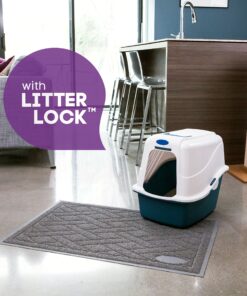 Pawkin Cat Litter Mat, Patented Design with Litter Lock Mesh, Extra Large, Durable, Easy to Clean, Soft, Fits Under Litter Box, Litter Free Floors, Gray X-Large (Pack of 1) 26 A1xZ00cxHUL