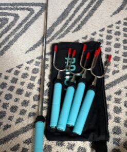 Jolly Green Products Rotating Marshmallow Roasting Sticks | Set of 5 Telescoping Forks - Free Bag | Safe, Fun Smores & Hot Dog Stainless Steel Long Camping Skewers | Campfire BBQ Cookware Accessories 43 A1yBm5uCgL