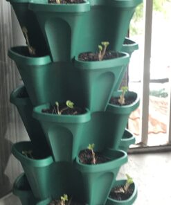Mr. Stacky 1305-HG 5-Tier Stackable Strawberry, Herb, Flower, & Vegetable Planter - Vertical Gardening Indoor / Outdoor Stacking Garden Pots Hunter Green, 22.5 Quarts 24 A1yWl6gDrFL