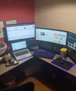 HUANUO Triple Monitor Mount for 17 to 32 inch Screens, 3 Monitor Desk Mount Stand with Gas Spring Adjustment Swivel Tilt Rotation with Clamp & Grommet Kit, Hold up to 17.6lbs, Black 50 B1 2yi2UebS 2