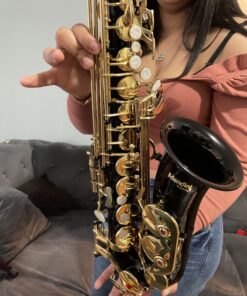 Mendini By Cecilio Eb Alto Saxophone - Case, Tuner, Mouthpiece, 10 Reeds, Pocketbook- Black & Gold E Flat Musical Instruments 49 B1 KA6SVwIS 1