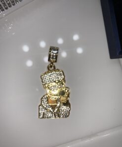 putouzip Bart Chain Necklace 18K Gold Plated Fully Iced Out Stainless Steel Pendant For Men Boys Gift 29 B1 Yfk7HrPS